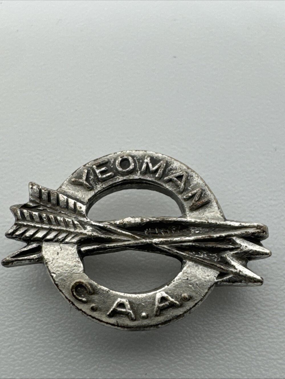 Vintage CAA Yeoman Award Pin Camp Archery Association Badge Metal Crossed Arrows